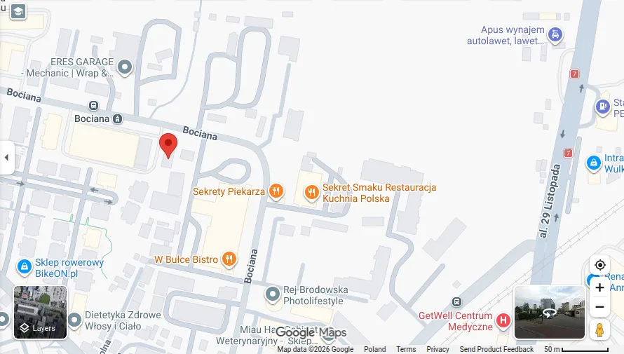 Mapa: ul. Bociana 17, 31-231 Kraków